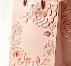 Custom Logo Luxury Pink Embossed Gift paper <b>Bags</b> Rose Gold Foil Print Tote <b>bags</b> with Rope handles - Product Image 3