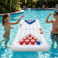 Joyee Aufblasbarer Beer Pong Tisch Schwimmend mit 24 Becherhaltern für Pool-Partys