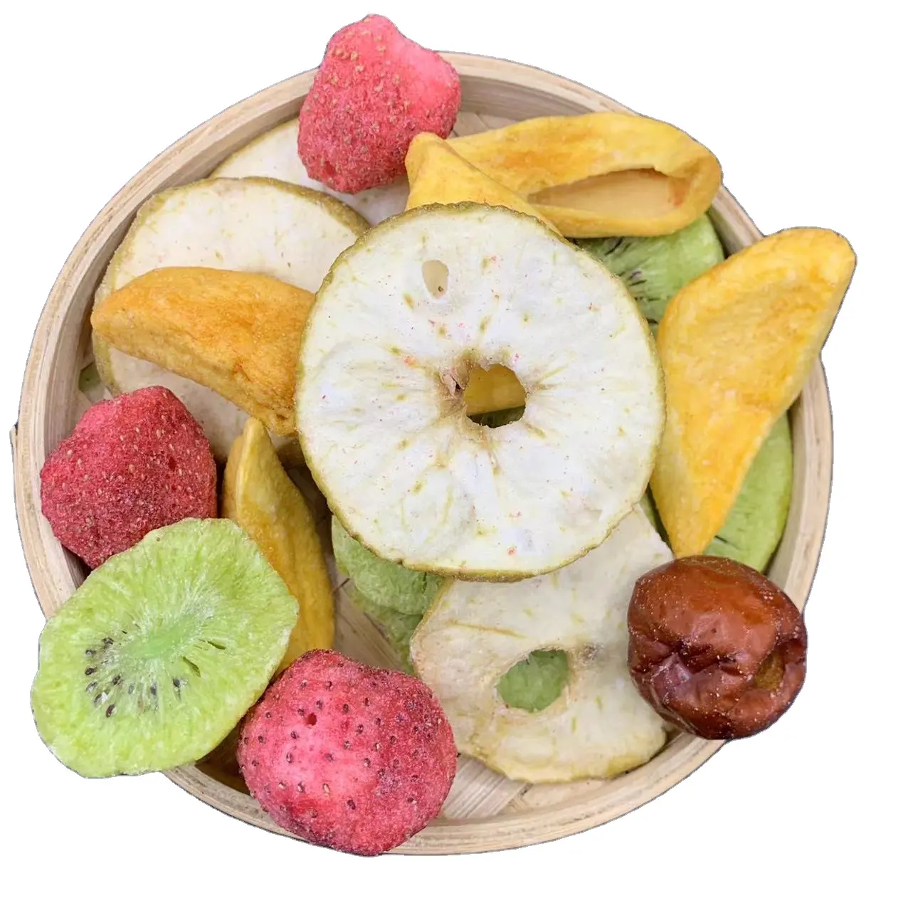 Healthy snacks dried fruits strawberries mangoes kiwifruit red dates vacuum frozen dried fruits and vegetables