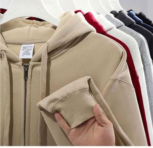 H5399 High Quality Low OEM MOQ 4XL Heavyweight 650 GSM Cotton <b>Blends</b> Zip up Hoodies Unisex Fleece Hoodies - Product Image 2
