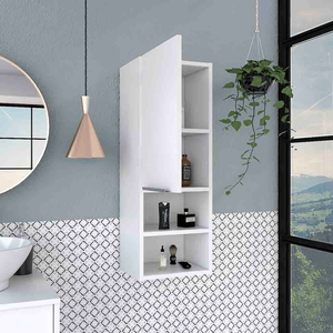 DB Savona Armoire à pharmacie à porte unique avec deux étagères intérieures et deux étagères extérieures White-Depot Étagères de salle de bain E-SHOP - Product Image 4
