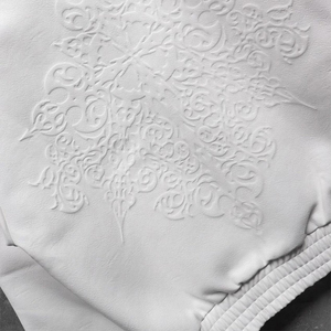 OEM Custom Fashion High Quality Motorcycle <strong>Jacket</strong> for <strong>Men</strong> <strong>Men's</strong> <strong>White</strong> Embossed Zip up Leather Varisty <strong>Jacket</strong> - Product Image 3