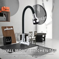 Robinet de cuisine mural à jet rotatif à 360 degrés, à tirette, à trou unique, eau froide, pour usage commercial