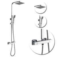 Robinets de salle de bain muraux à double poignée Ensemble de douche pluie avec pommeau Ensemble de douche thermostatique pluie