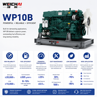 Moteur diesel industriel SCDC Weichai WP10B216E201 d'origine, 216 kW, 1800 tr/min, 6 cylindres en ligne, cylindrée 9,7 L, pompe à eau, refroidissement par air