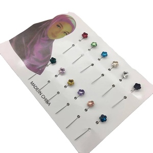 Nouveau <span class=keywords><strong>fantaisie</strong></span> personnalisé fleur cristal motif longue aiguille broche broche multi-usages sécurité Hijab écharpe broches pour les femmes musulmanes cadeau de fête - Product Image 1