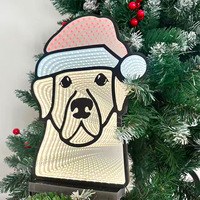 Décoration de Noël pour chien mignon et lumineux, effet 3D, veilleuse de Noël, lampe de table à miroir multicouche