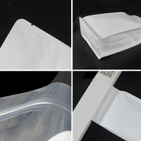 Pochette à fond plat en papier kraft blanc mat avec fermeture éclair normale pour l'emballage alimentaire de grains de café