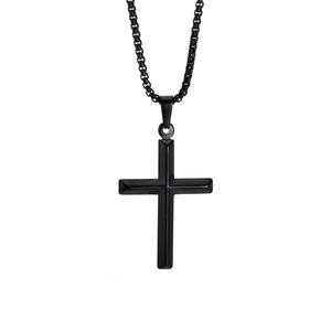 Collar con Colgante de Cruz para Hombre, Acero Inoxidable, Chapado en Oro de 18K, Cadena Rolo, Fe Cristiana, Duradero, Antideslustre, Hipoalergénico - Product Image 4