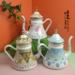 <span class=keywords><strong>Théière</strong></span> vintage en émail en gros, 1,2 L, en silicone, écologique, pour la maison, style <span class=keywords><strong>russe</strong></span>, pour faire bouillir l'eau - Product Image 6
