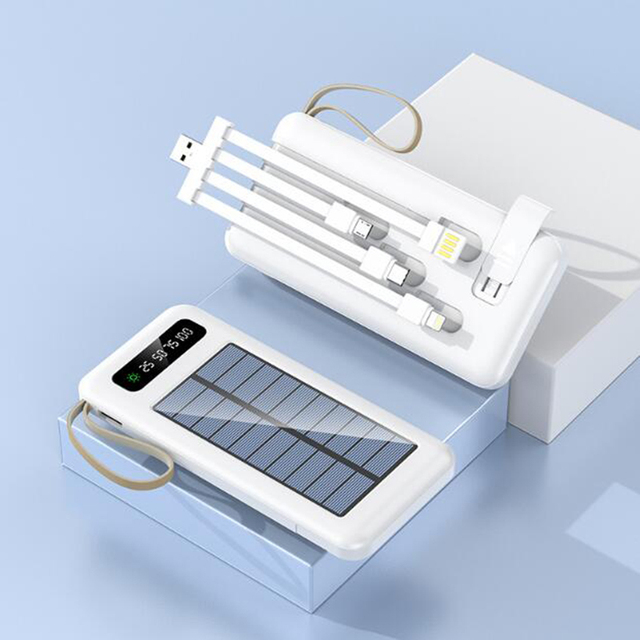 Solar Power Bank 20000mAh Portable Charger Fast Charging External Battery With Charging Cable Poverbank for Xiaomi Iphone ipad