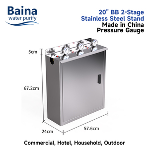 Sistema de Filtración de Agua de 3 Etapas para Toda la <span class=keywords><strong>Casa</strong></span> <span class=keywords><strong>Baina</strong></span>, Gabinete de Acero Inoxidable 304 con Protección UV y Manómetros Triples - Product Image 5