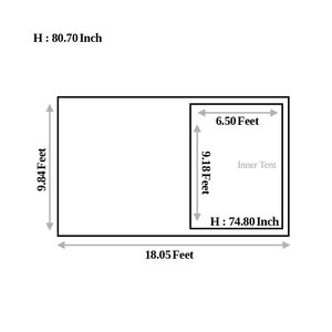 CAMPTOWN ECHO 300, Tienda de Campaña Tipo Túnel Espaciosa, Poste de Aluminio de 16 mm, Tienda de Campaña Familiar para 4 Personas, Vestíbulo Grande, 6 Puertas, 4 Ventanas de Malla - Product Image 6