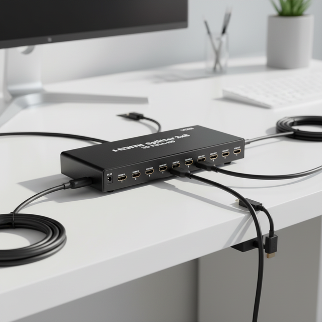 Audio Video Equipments 1080P 60-Hz 1.4V HDMI Switch Splitter 2 in 8 Out with IR Remote Control for 8 Monitors