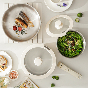 Purecook, Color personalizado, antiadherente, 3 capas, 2mm, acero inoxidable saludable, mango desmontable extraíble, sartén y olla <span class=keywords><strong>de</strong></span> cocina, juego <span class=keywords><strong>de</strong></span> utensilios <span class=keywords><strong>de</strong></span> cocina - Product Image 4