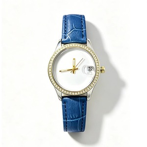 Reloj de Mujer con Esfera Lisa, Ventana de Fecha, 6 Colores, Correa de Cuero de Bambú para Regalo Promocional Corporativo - Product Image 5