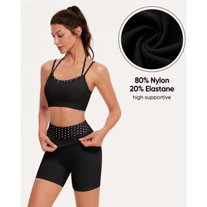 Conjuntos de entrenamiento para mujer, sujetador deportivo negro y pantalones cortos, conjunto de 2 piezas, conjunto de yoga de secado rápido - Product Image 4