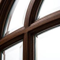 Porte d'entrée en bois massif cintrée avec transom et panneaux latéraux décoratifs, coupe-vent et étanche aux intempéries, pour villa et maison