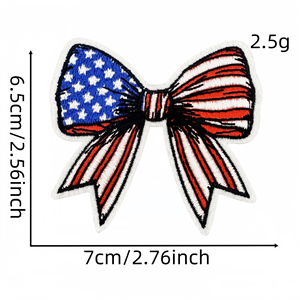 Parches Bordados con Lazo de la Bandera de EE. UU., Estilo <span class=keywords><strong>Coqueta</strong></span>, Lazo Patriótico, Aplique Termoadhesivo para el 4 de Julio, Decoración DIY para Ropa de Niñas - Product Image 3