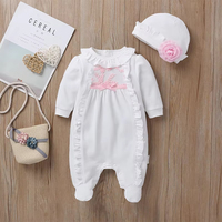 Venta al por mayor nueva ropa de bebé primavera princesa Infantil Niño niñas calzado mono manga larga escalada traje mameluco con sombrero