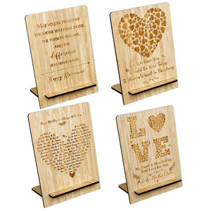 Soporte para Tarjetas con Grabado Láser de Corazón de Bambú, 15x25x10cm, para Decoración del Hogar u Oficina, Regalo para el Día de San Valentín o el Día de la Madre - Product Image 4
