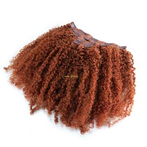 Extensions de cheveux humains vierges cambodgiens Afro Kinky Curly Copper Seamless Clip Ins 33 couleurs Kinky Curly Invisible Tight Curl 100g - Product Image 3