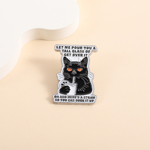 Pin de Esmalte con Diseño de Gato Negro 'Déjame Servirte una Taza Alta de <span class=keywords><strong>Get</strong></span> <span class=keywords><strong>Over</strong></span> <span class=keywords><strong>It</strong></span>', Divertido y Humorístico, Broche para Bolsa, Solapa, Joyería, Regalo para Amigos - Product Image 3