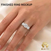 MaiYi Platin 9k 14k 18k Gold Halbfassung Ringfassung Damenschmuck Komponenten 3 Steine Rohling Lünettenfassung