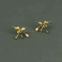 Rosaeflora "Blumen- und Vogelmotiv" Ohrklemme Ohrringe ohne Piercing Echtes 925er Sterlingsilber Feiner Schmuck Neutrale Accessoires