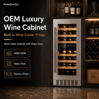 Armoire à vin de luxe OEM, réfrigérateur à vin encastrable avec porte vitrée