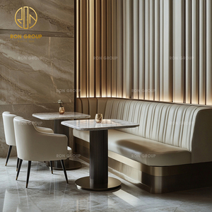 Muebles Modernos de Cuero y Mármol Blanco para Restaurante de Hotel Comercial, Sofá y Sillas de Espera, Mesa con Sillas para Cafetería - Product Image 6