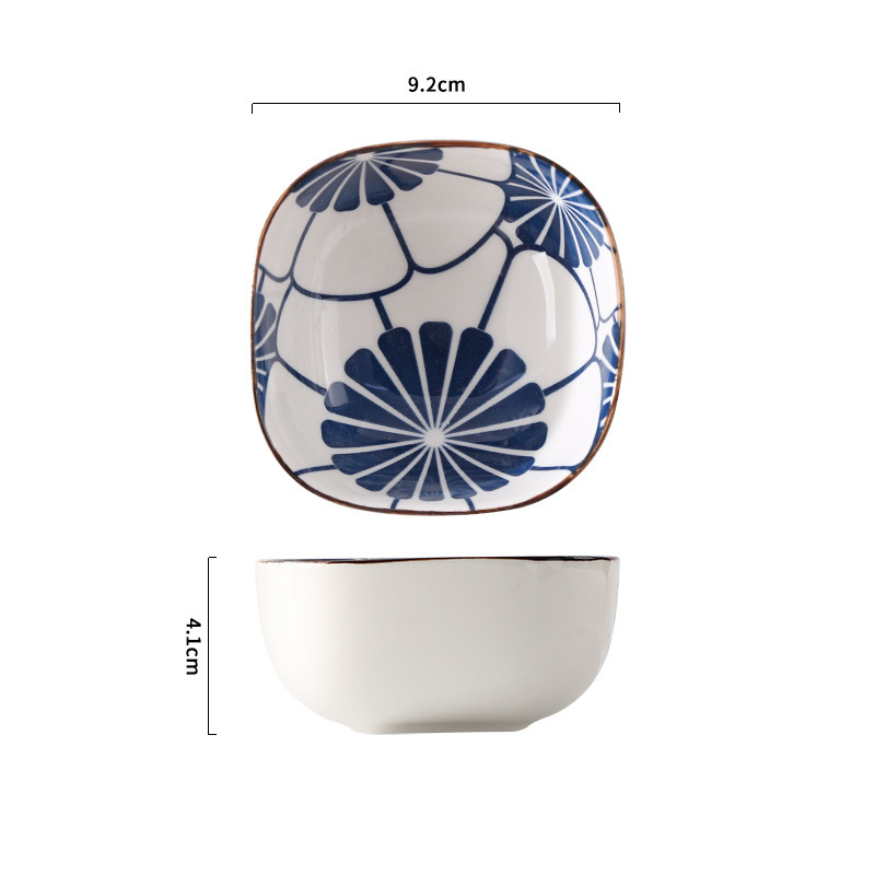 3.8inch square plate - autumn chrysanthemum (box of 180)