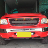 Rejilla Delantera de Repuesto Negra de ABS con Luces LED, Rejilla de Malla de Panal Compatible con el Estilo Raptor F150 1995-2003