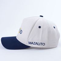 Gorra de Béisbol Bordada con Logotipo Personalizado, Gorra de 5 Paneles, Tela de Algodón Oxford de Dos Tonos, Gorra Azul Marino para Deportes al Aire Libre