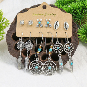 Pendientes Colgantes de Moda, Plata Tibetana con Circonita, Pendientes de Gota para Mujer, Joyería de Fiesta, Estilo Boho, Diseño de Pluma, Imitación de Perla - Product Image 3