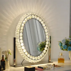 2023 New Fashion Vanity Beauty Cosmetic Mirror Girl Wireless Contact Phone Table LED Makeup Mirror for Dressing