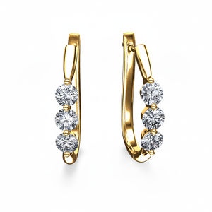 Boucles d'oreilles créoles de luxe en diamant rond véritable en or 14 carats Collection de bijoux en diamant de qualité supérieure - Product Image 2