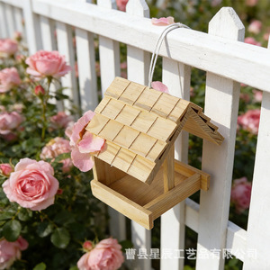 Comedero para Pájaros de Madera, Tamaño Mediano, Acabado Natural, Decoración para Jardín Exterior Colgante - Product Image 2