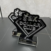 Support de trophée acrylique de luxe personnalisé en usine présentoir de récompense acrylique noir miroir brillant support de trophée acrylique