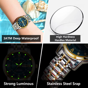 POEDAGAR 769 moda di lusso da donna pezzi del tempo 3ATM resistente all'acqua luminoso orologio da polso analogico da donna orologi al quarzo - Product Image 3