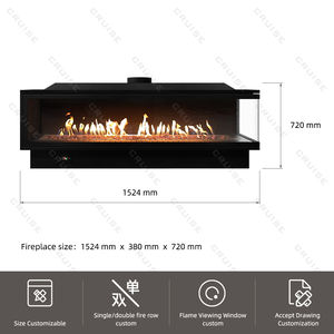 <span class=keywords><strong>Insert</strong></span> de <span class=keywords><strong>cheminée</strong></span> à gaz CRUISE à combustion propre et écologique, verre double face transparent pour voir le feu - Product Image 5