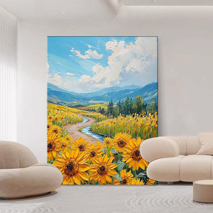 Hand Painted Sunflower Field Oil Painting Landscape Art For Living Room Wall Decor Impressionism Style 100% Handmade No <b>Frame</b> - Product Image 3