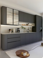 Pulau Dapur Modular Kayu Solid dengan Desain Modern Menawarkan Solusi Penyimpanan dan Aksesori Wastafel/Engsel untuk Dapur Mewah