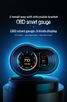 F9 Speedometer Pengukur Level Bahan Bakar Suhu Air Tegangan RPM Tachometer AFR Meter Multifungsi OBD HUD Head-up Display