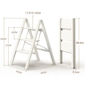 Folding Ladder Foldable Step Stool Metal House Ladder Aluminum Profiles Steel Stairs Abs Plastic Wholesale Mobile Small Home
