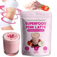 Latte Superfood Crème de Fraise Marque Blanche pour le Soutien Digestif, Latte Rose Fraise Hibiscus