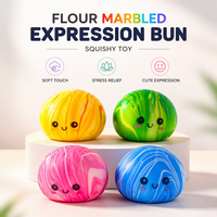 Jouet Squishy Arc-en-ciel Effet Marbré, Jouet Sensoriel Doux à Presser avec Expressions, Boîte Mystère pour Enfants et Adultes