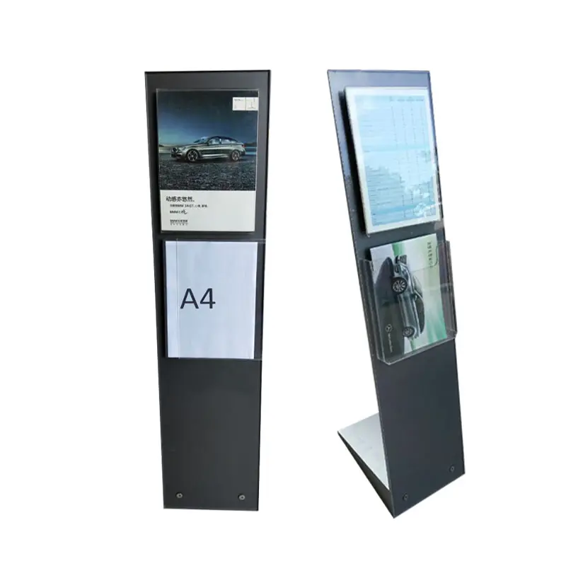 Hot sale luxury display rack for car showing A4 floor metal display stand metal display for car showroom or brochure