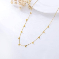 Bijoux de luxe en or massif 14 carats 17 pouces perle Station chaîne boule pendante collier ras du cou
