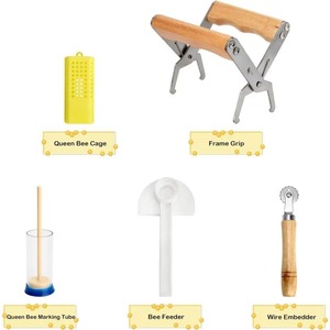Kit de Apicultura de 12 Piezas: Herramienta para Colmenas, Agarrador de Cuadros, Cepillo para Abejas, Jaula para Reina, Ahumador de Abejas, Guantes, Bolsa de Lona, Horquilla para Miel - Product Image 2